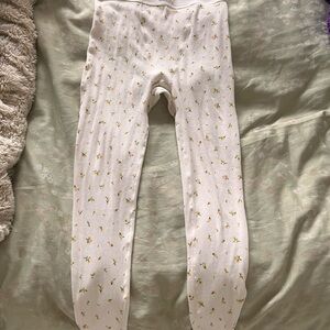SKIMS Cream Floral Kids Leggings
